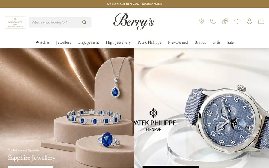 Page d'accueil de Berry's Jewellers